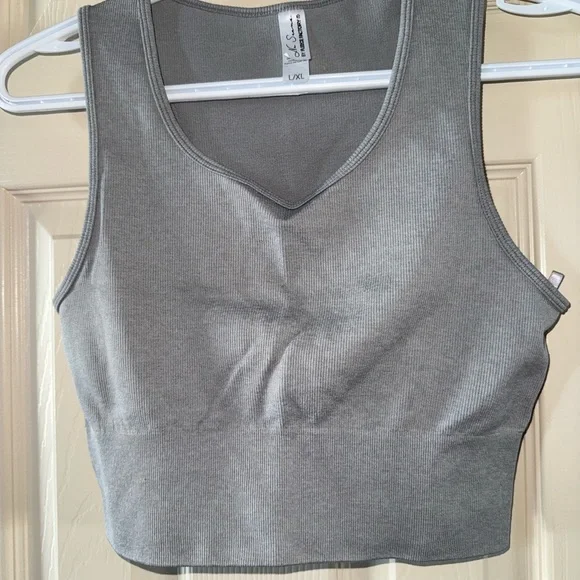 Gray Ribbed Tank Top - Picture 1 of 1